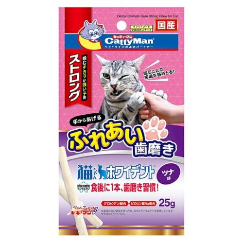（まとめ買い）キャティーマン 猫ちゃんホワイデント ストロング ツナ味 25g ×24
