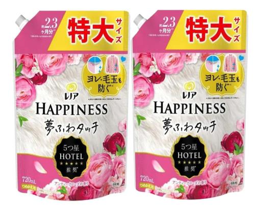 レノアハピネス 夢ふわタッチ アンティークローズ 柔軟剤 詰め替え 特大 2.3ヶ月分 720ml x2袋 まとめ買い