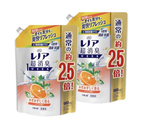 まとめ買い レノア 超消臭1WEEK 柔軟剤 シトラス 詰め替え 特大 980ml×2袋 まとめ買い レノア 超消臭1WEEK 柔軟剤 シトラス 詰め替え 特大 980ml×2袋