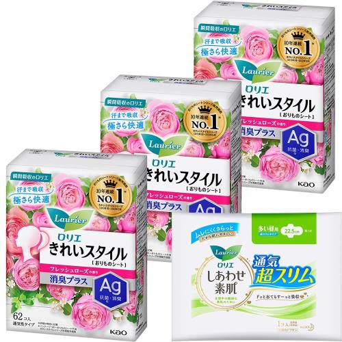 ロリエ きれいスタイル 消臭 フレッシュローズの香り 62コ入×3個セット(186個)+おまけ付き