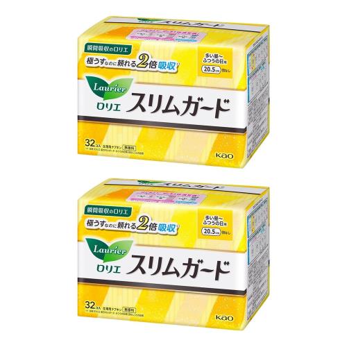 ロリエ スリムガード セット (多い昼~ふつうの日用20.5cm 羽なし 32コ入 × 2個セット) ロリエ スリムガード セット (多い昼~ふつうの日用20.5cm 羽なし 32コ入 × 2個セット)
