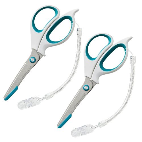 プラス はさみ ナースハサミ フィットカット 安全ガイド付 フッ素コート ベタつかない 2本 ブルー