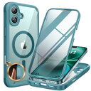 Miracase iPhone16 ケース MagSafe対応 スマホケース いPhone16 用 カバー 9H 強化ガラス 360°保護 全身バンパー保護ケース 6.1インチ フルカバー ワイヤレス充電対応 マグセーフ対応 マグネット搭載 ティール