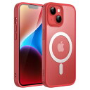 JEDirect iPhone 14 6.1インチ用 マグネット ケース MagSafeに対応 半透明のマット背面 薄型 耐衝撃 カバー (レッド)