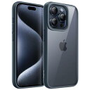 JEDirect iPhone 15 Pro 6.1インチ用 ケース 耐衝撃スマホバンパーカバー ソリッドカラー マットTPUフレーム 傷つけ防止 クリアバック (ブルーチタニウム)