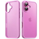 JETech iPhone 16 6.1インチ用 マットケース 耐衝撃性ミリタリーグレードの落下保護 つや消しの半透明背面 スマホカバー 指紋防止 (ピンクバック)