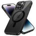 JEDirect iPhone 14 Pro 6.1インチ用マグネット ケース MagSafe ワイヤレス充電対応 衝撃吸収 バンパーカバー 傷つけ防止 透明バック (ブラック)
