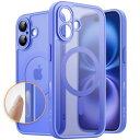 JETech iPhone 16 6.1インチ用 マグネットケース カメラコントロールボタン MagSafeに対応 半透明のマット背面 薄型 耐衝撃 フォンカバー (ウルトラマリン)
