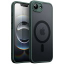 JETech iPhone 16e 6.1インチ2025用 マグネット ケース MagSafeに対応 半透明のマット背面 薄型 耐衝撃 スマホカバー (ダークグリーン)