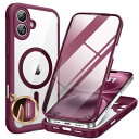 Miracase iPhone16 ケース MagSafe対応 スマホケース いPhone16 用 カバー 9H 強化ガラス 360°保護 全身バンパー保護ケース 6.1インチ フルカバー ワイヤレス充電対応 マグセーフ対応 マグネット搭載 梅