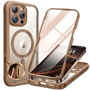 Miracase iPhone16pro ケース MagSafe対応 スマホケース いPhone16pro 用 カバー 9H 強化ガラス 360°保護 全身バンパー保護ケース 6.3インチ フルカバー ワイヤレス充電対応 マグセーフ対応 マグネット搭載 デザートチタン