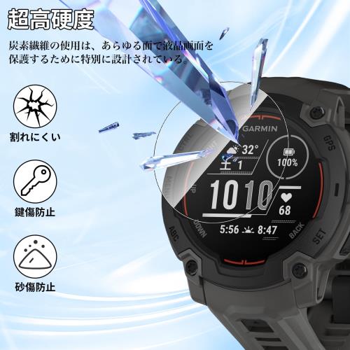 3枚入りFor Garmin Instinct E 45mm フィルム 強化ガラス 高透過率 高タッチ感 Greerass 保護フィルム 旭硝子素材 飛散防止 衝撃吸収 撥水撥油 指紋防止 自動吸着 気泡レス 貼り付け簡単