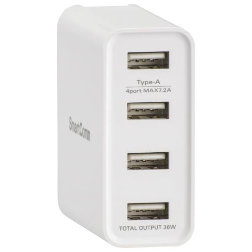 オーム電機 SmartComm USBチャージャー 4ポート MAV-AU436N 03-3091 OHM