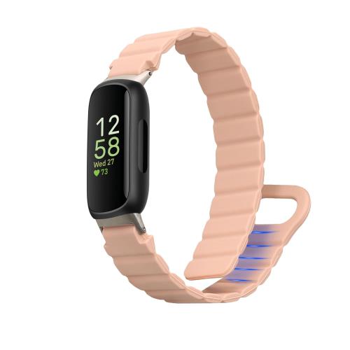 kwmobile 交換バンド Fitbit Inspire 3対応 ベルト - シリコンバンド マグネット ソフト 耐久性 アンティークピンク