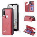 Anrek新型 FUJITSU arrows We/docomo F-51B / au FCG01 / Softbank A101FC 用 背面 カードケース 手帳型 ランヤード付 背面カバー (レッド) ドコモf51b スマホケース サイドマグネット カード収納 横置き機能 PUレザー 財布型 携帯カバー 富士通f51b RED