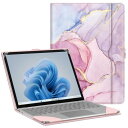Fintie for Microsoft Surface Laptop Go 3 / 2 /1 (2023/2022/2020) ケース 保護カバー 12.4インチ PU合成皮 ポケット付き 耐衝撃性 傷防止 おしゃれ (モデル番号2013 1943) (柄Xマーブルピンク)