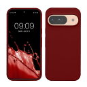 kwmobile スマホケース Google Pixel 9対応 ケース - Google Pixel 9 Pro対応 ケース - シリコン カバー 耐衝撃 傷防止 サラサラ ルバーブレッド