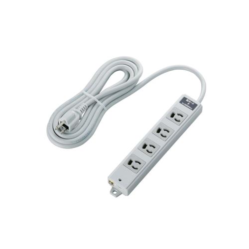エレコム 電源タップ 雷ガード 抜け止めコンセント 4個口 3Pプラグ マグネット付き 3m グレー T-WRMK3430LG/RS