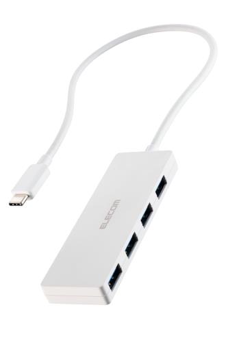 エレコム USBハブ USB3.2(Gen1) 5Gbps USB-C接続 4ポート バスパワー 30cm ケーブル ホワイト U3HC-H041WH