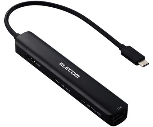 エレコム Type-C ドッキングステーション 充電専用USB-C×1 USB-C×1 USB-A×2 HDMI×1 LANポート付 ブラック DST-C30BK