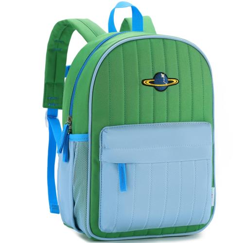 VASCHY リュック 男の子, 子供 キッズ 幼稚園 保育園 バックパック 低学年 小学校 A4対応 撥水加工 遠足 ギフト グリンーとブルー
