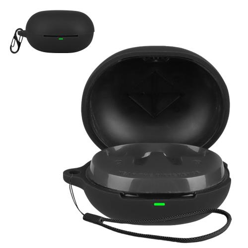 For SOUNDPEATS C30 ケース [HVUYAL] 紛失防止用のフックを搭載した 軽量 キズ防止 防塵 傷つきにくい 柔らかなシリカゲルのスポーツクールなデザイン 衝撃 吸収 スリム ソフト ケースカバー 落下防止保護(ブラック)