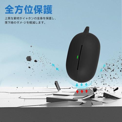 For SOUNDPEATS C30 ケース [HVUYAL] 紛失防止用のフックを搭載した 軽量 キズ防止 防塵 傷つきにくい 柔らかなシリカゲルのスポーツクールなデザイン 衝撃 吸収 スリム ソフト ケースカバー 落下防止保護(ブラック)