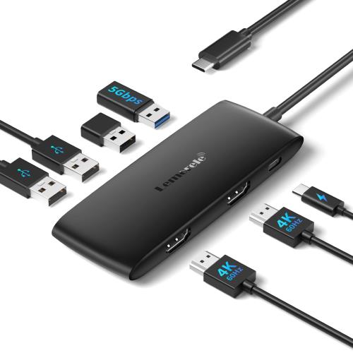 本物のデュアルHDMI 4K 60Hz体験USB C ドッキングステーション hdmi 2つ 4K@60Hz 2画面出力 7 in 1 USB..
