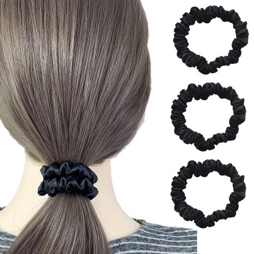 YINKE ヘアゴム シュシュ シルク 髪ゴム 跡がつかないヘアゴム 髪留め 髪ゴム ヘアリング 髪束ね おしゃれ 大人 簡約 高弾性 シンプル 3個セット (ブラック)