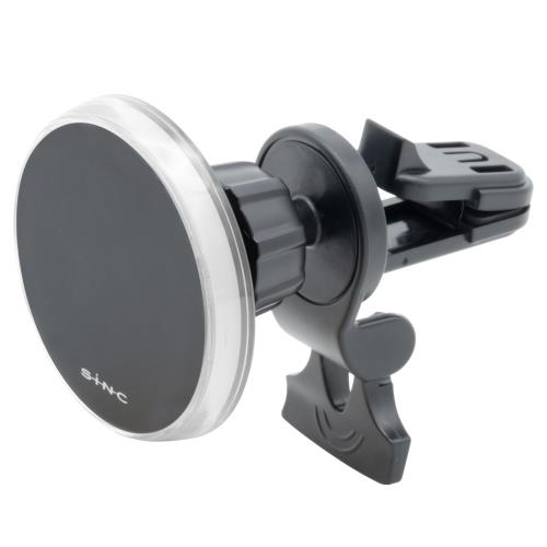 セイワ(SEIWA) 車内用品 スマホホルダー マグネット 無線充電 スマホホルダーA/C レインボーLED 8色単色発光 IMP306 強力マグネット エアコン取り付け MagSafe対応 マグセーフ 車載 マグネットリング付属 角度自由 Android充電可能 最大15W ワイヤレス充電