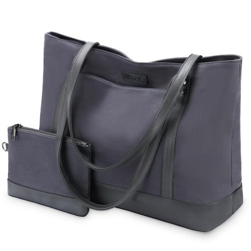 [Vaschy] 大容量 トートバッグ レディース ビジネスバッグ 15.6インチPCバッグ A4対応 ハンドバッグ 買い物バッグ 通勤 出張 肩掛け 2点セット スーツケースベルト付き ダークグレー