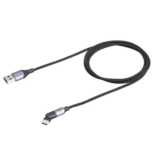 セイワ(SEIWA) 車内用品 端子180度可動USBケーブル L字 1.1m Type Ato Type C データ通信充電 ブラック D607 Xperia/Galaxy/iPad Pro/ニンテンドー スイッチ/Android IQOS ILUMA 等 USB-C機器対応