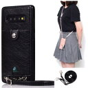 Samsung galaxy S10 SC-03L SCV41 スマホ ケース 肩掛け 首かけ 斜めがけ ショルダー galaxy S10縄掛け ケース PU レザー galaxy S10カード収納 galaxy S10手帳型 カ・(2)