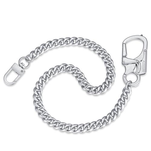 [Ahiller] 男女用ウォレットチェーン トレンディーパンツチェーン ダブルメタルクリップ付き ヘビーデューティーゴシックバイカーチェーン ジーンズ用 (DK-JKL-Dull Silver-1P)