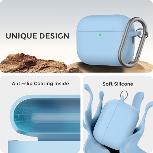 AhaStyle AirPods Pro 3 ケースカバー (2025) クリーニングキット付き ソフトシリコン AirPods Pro 第3世代ケース [カラビナとストラップ追加] Apple AirPods Pro 第3世代 2025年モデル用 フルボディ耐衝撃カバー