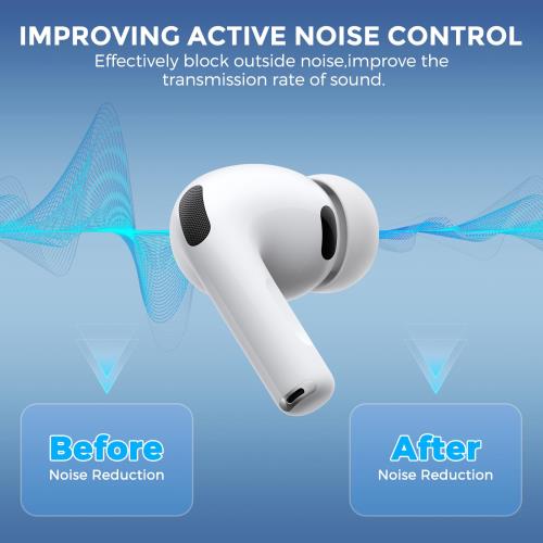 AhaStyle AirPods Pro 3 (2025) 用ノイズ低減ホール付きイヤーチップ充電ケースに収納可能 4 ペア シリコン製イヤカバー 交換用チップ AirPods Pro 第3世代用 ポータブル収納ボックス付き