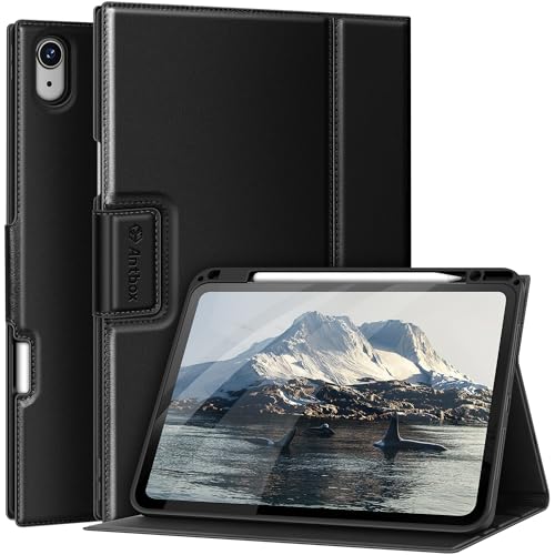 Antbox iPad Air 11 インチ ケース M3 (2025) / M2 (2024) ソフトPUレザー Pencilホルダー iPad Air 第7/6/5/4世代 ケース オートスリープ対応 ひび割れ防止 ソフトPUレザー製 マルチスタンド機能付き (Black)