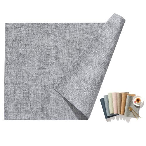 Univo Colors ランチョンマット 高質PUレザー 4枚セット おしゃれ 華やか 飾り 清潔しやすい 家庭用 レストラン用 丸洗いOK 撥水 防汚 断熱 滑り止め （43cm×30cm、4セット, ライトグレー）