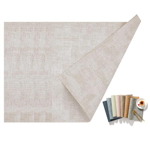 Univo Colors ランチョンマット 高質PUレザー 4枚セット おしゃれ 華やか 飾り 清潔しやすい 家庭用 レストラン用 丸洗いOK 撥水 防汚 断熱 滑り止め （43cm×30cm、4セット、オフホワイト）