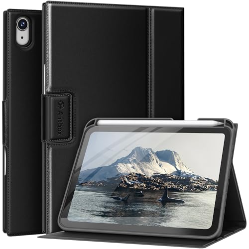 Antbox iPad Mini 7 A17 Pro用ケース iPad Mini 第7世代/第6世代ケース(2024/2021) ペンホルダー付き 高級PUレザー オートスリープ＆スタンド機能付き 全面保護 防衝撃デザイン (ブラック)