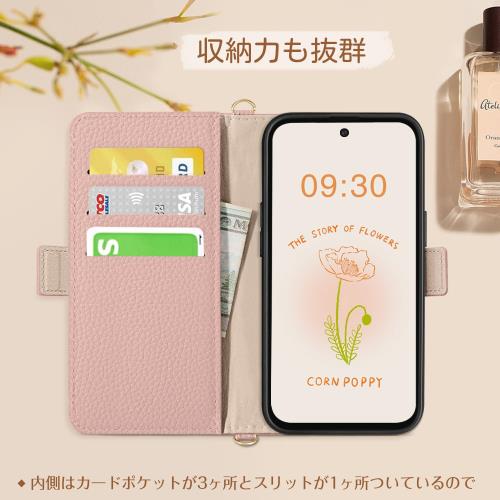 CASSYOOK Google Pixel 8a ケース 手帳型 おしゃれ ピクセル8a ケース 手帳型 財布型 カバー カードポケット付き Pixel 8a カバー グーグル 全面保護 ピクセル 8a 携帯カバー カード収納 横置きスタンド機能 高級PUレザー 上質な手触り 擦り傷防止（ピンク）