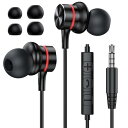 MOSWAG 有線イヤホン、3.5 mm黒色有線イヤホン、マイク付き、入耳式ノイズ低減イヤホン、、デスクトップ、タブレット、ノートパソコン、MP 3、MP 4と互換性がある