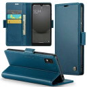 AQUOS wish3 SH-53D ケース 手帳型 財布型 カードポケット付き アクオス ウィッシュ3 A302SH / SH-M25 / SoftBank 用 携帯カバー カード収納 Uovon スマホケース 高級レザー 耐衝撃 全面保護 スタンド機能 ストラップホール付き マグネット式 · ブルー