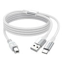 MOSWAG 2 in 1 USB CからUSB Bプリンタケーブル5 FT/1.5 M USBプリンタケーブル付きUSB AオスからBオスケーブル互換MacBook Pro、HP、Canon、Brother、Samsungプリンタ(2)