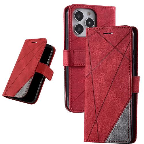 UnivoColors iPhone 13 Pro Max 手帳型ケース カード収納 スタンド機能 サイドマグネット TPUケース 軽量 ストラップ付き QI充電対応 横置き機能 防指紋 レンズ保護 全面保護 (レッド)N1