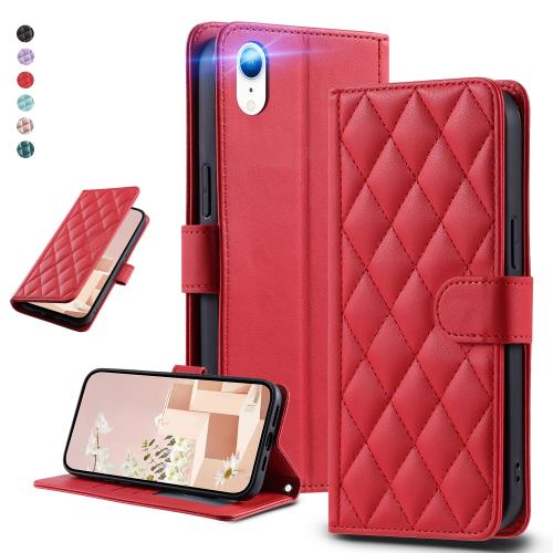 UnivoColors iPhone XR キルティングレザー調 手帳型ケース エレガント 高質PU マグネット開閉式 カード収納機能 スタンド機能 液晶全面保...