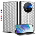 UnivoColors SHARP AQUOS R8 pro (SH-51D) 手帳型ケース 高級合皮 カード収納 マグネット開閉 スタンド機能 ストラップホール付き TPUソフトバンパー 全面保護 カメラ保護 衝撃吸収 ビジネス おしゃれ カバー(シルバー)