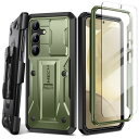 Tongate Samsung Galaxy S24 ケースキックスタンド付き、スライド式カメラカバー内蔵&ベルトクリップ付き、全身ミリタリーグレードの耐衝撃性Galaxy S24携帯ケース(2024)スクリーンプロテクター付き、グリーン