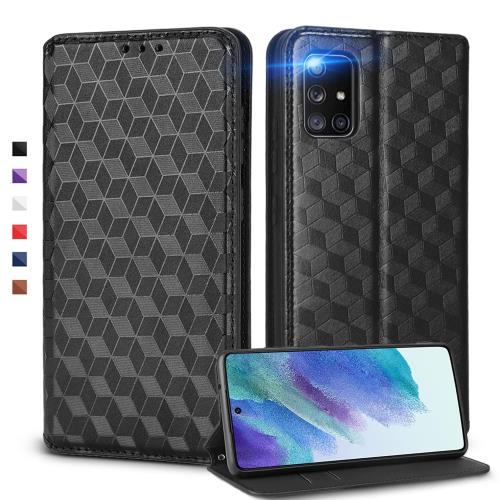 UnivoColors Galaxy A51 5G (SC-54A) 手帳型ケース 高級合皮 カード収納 マグネット開閉 スタンド機能 ストラップホール付き TPUソフトバンパー 全面保護 カメラ保護 衝撃吸収 ビジネス おしゃれ カバー(ブラック) N