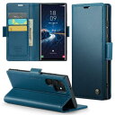 Galaxy S24 Ultra 用 ケース 手帳型 財布型 カードポケット付き ギャラクシーs24ウルトラ / docomo SC-52E / au SCG26 カバー カード収納 Uovon スマホケース 高級レザー 耐衝撃 全面保護 スタンド機能 ストラップホール付き マグネット式 · ブルー